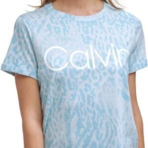 Calvin Klein Performance Women's Printed Top Aqua NWT $49.50